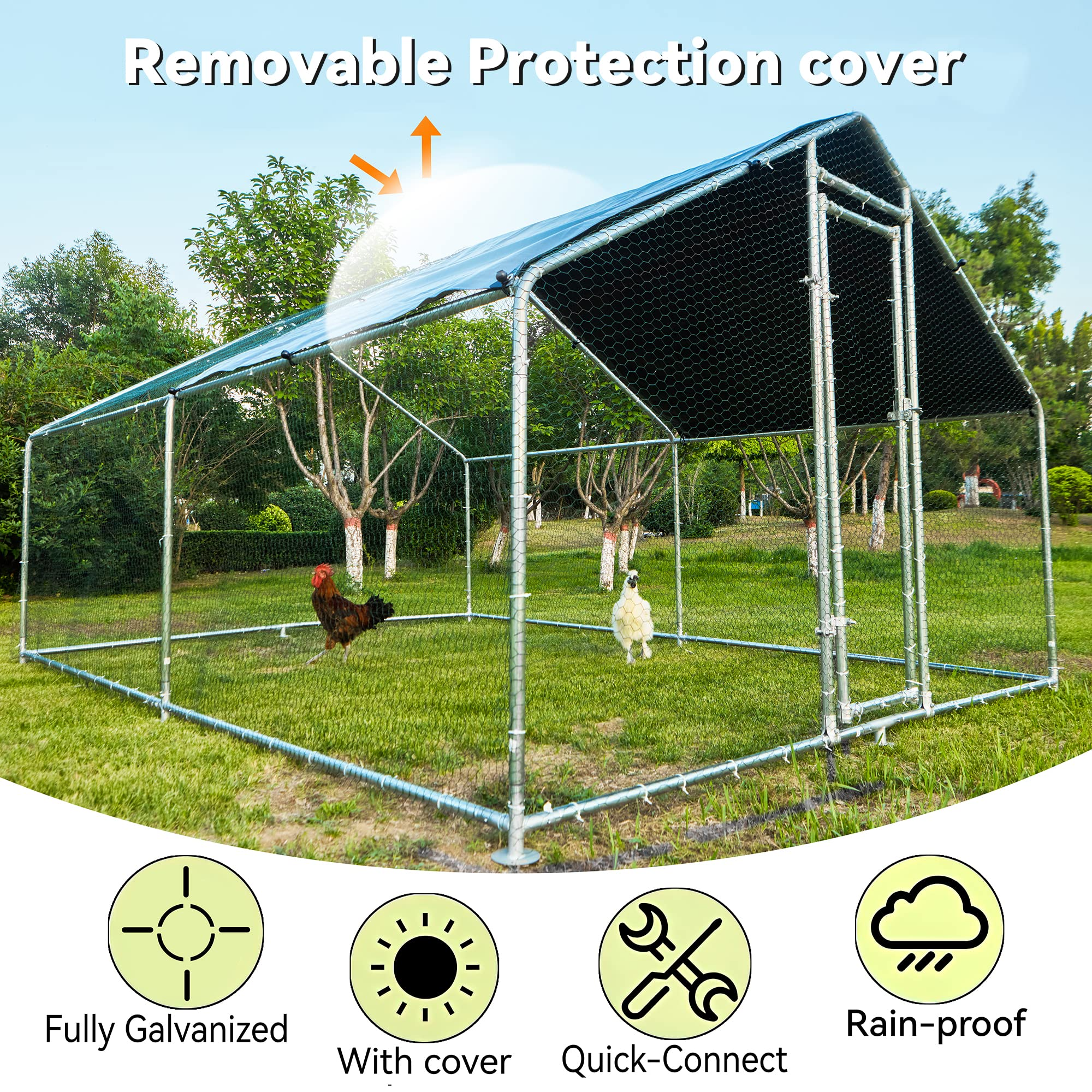 Large Metal Chicken Coops for 10 Chickens for Protection &