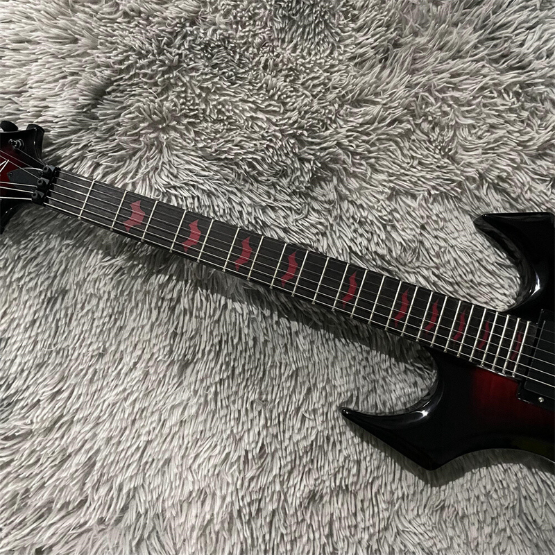 Burst Warlock Extreme Beast Electric Guitar Flamed 6 String HH Active