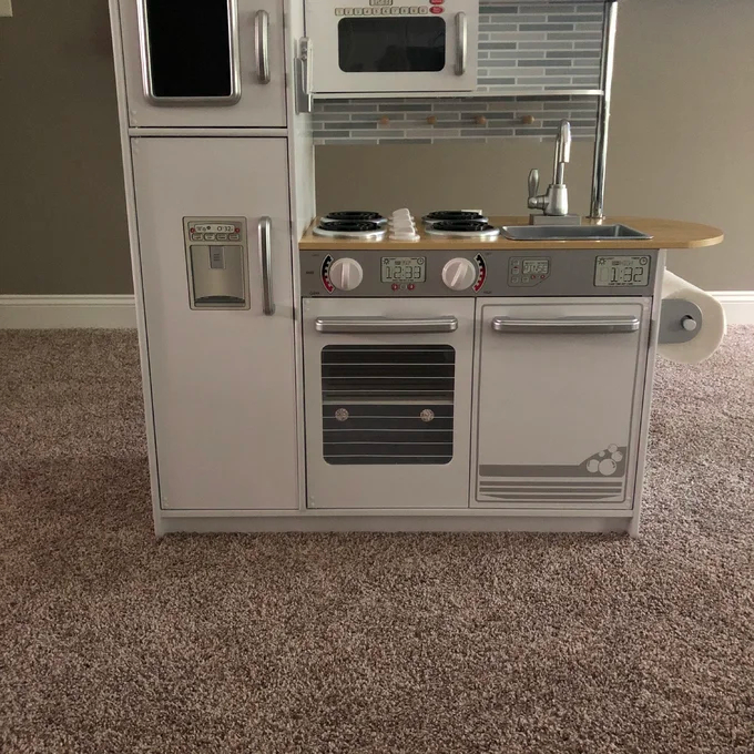 Uptown White Wooden Play Kitchen with Play Phone & Chalkboard
