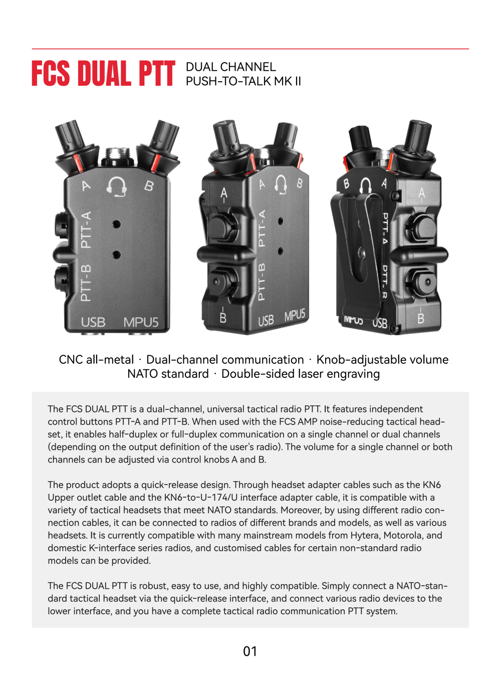 FCS MPU5 DUAL Tactical Headset Dual-Channel PTT-2026 Verson - cootac