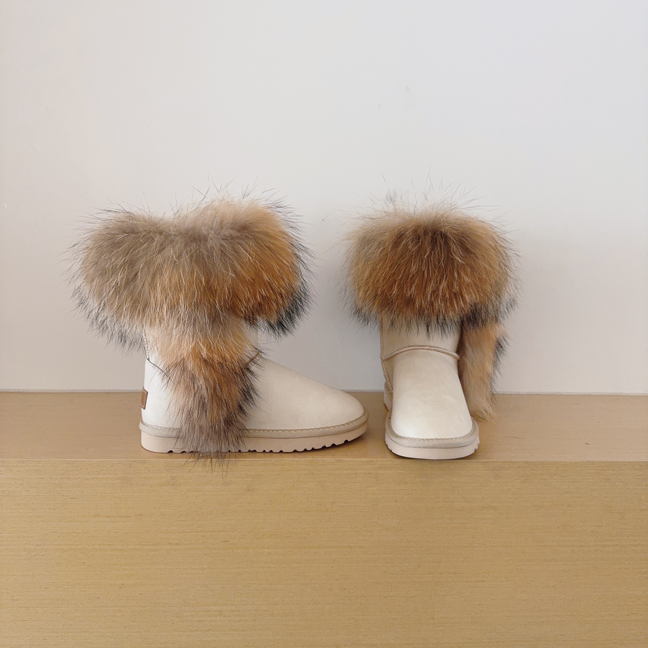5825 Genuine Fur Trim Mid-Calf Boots