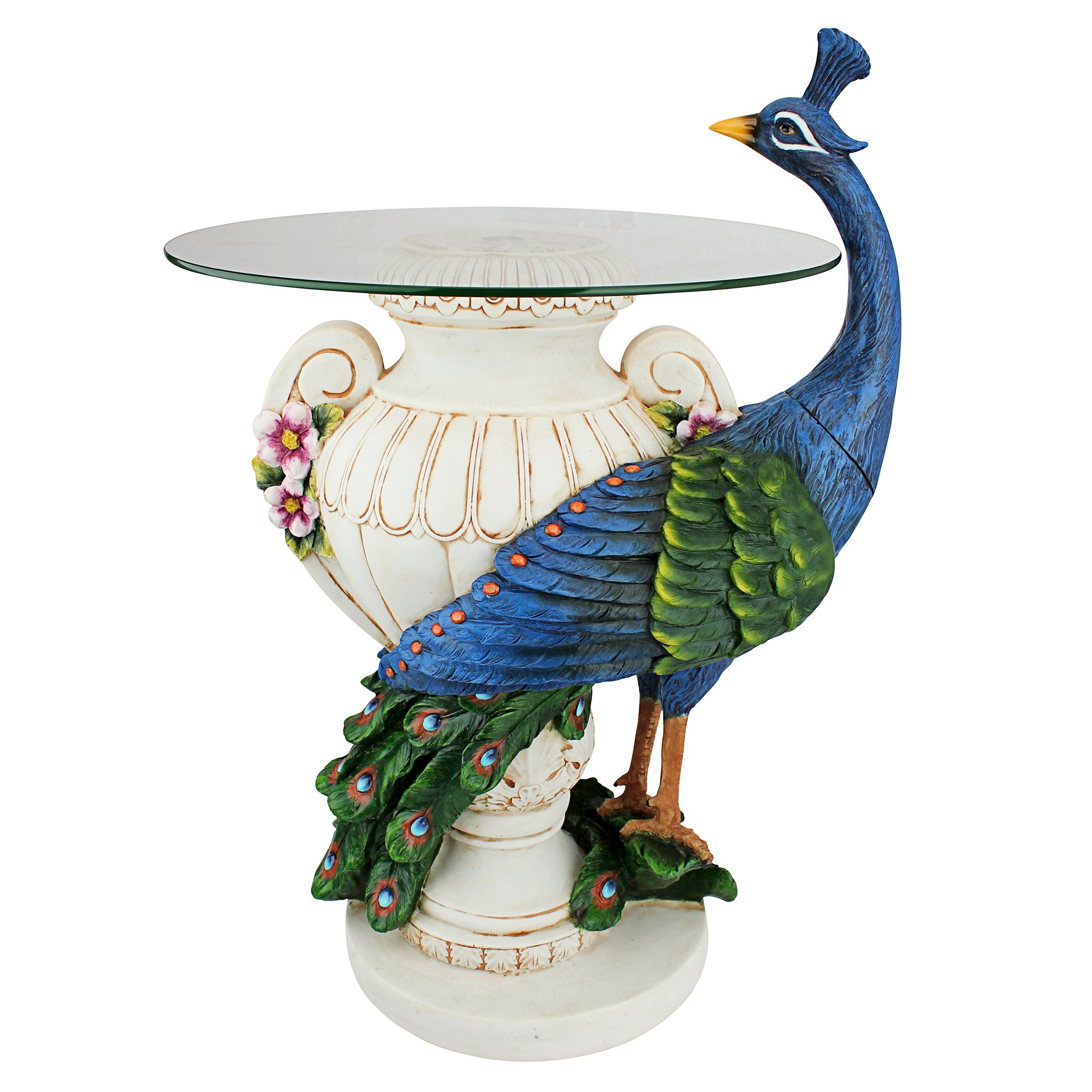 Staverden Castle Peacock Glass Topped Side Table