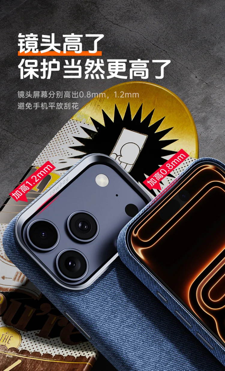 Applicable iPhone17promax Mobile phone case made of denim with full protection iPhone17Series of Magnetic Phone Cases for Fall Protection BT001