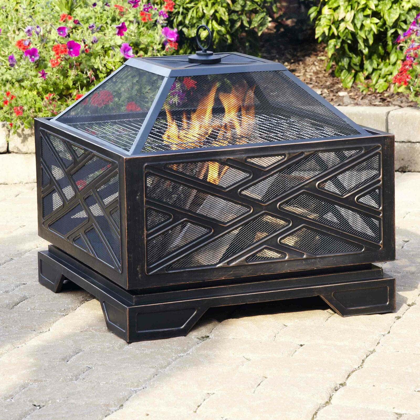 Telvin 26'' H x 26'' W Steel Wood Burning Fire Pit with Lid