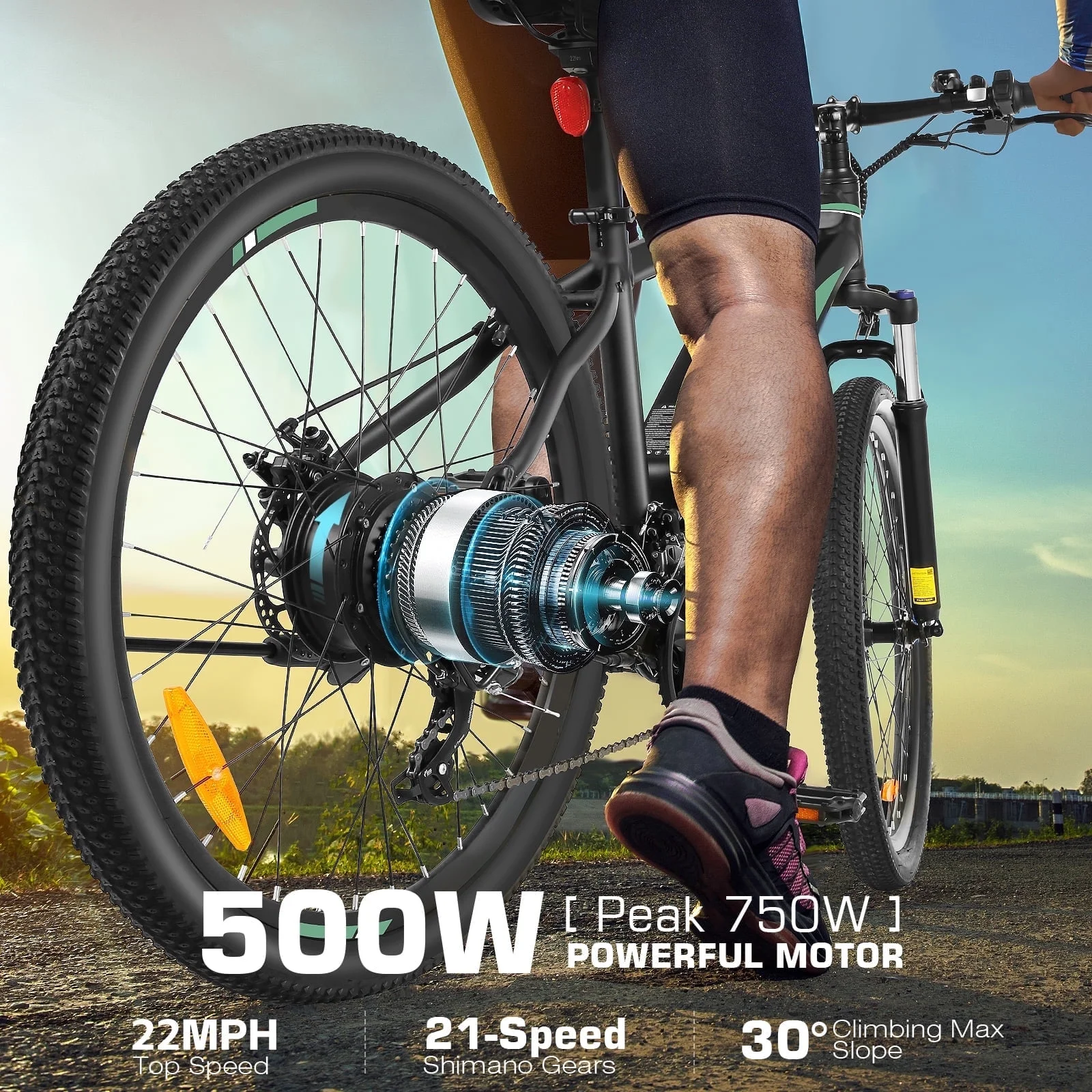 Gocio 27.5in Electric Mountain Bike, 750W Peak, 48V 10.4Ah