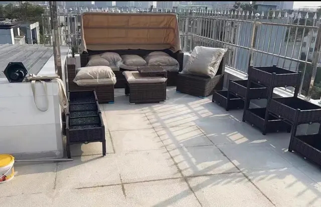 Outdoor rattan sofa courtyard open-air canopy shade waterproof