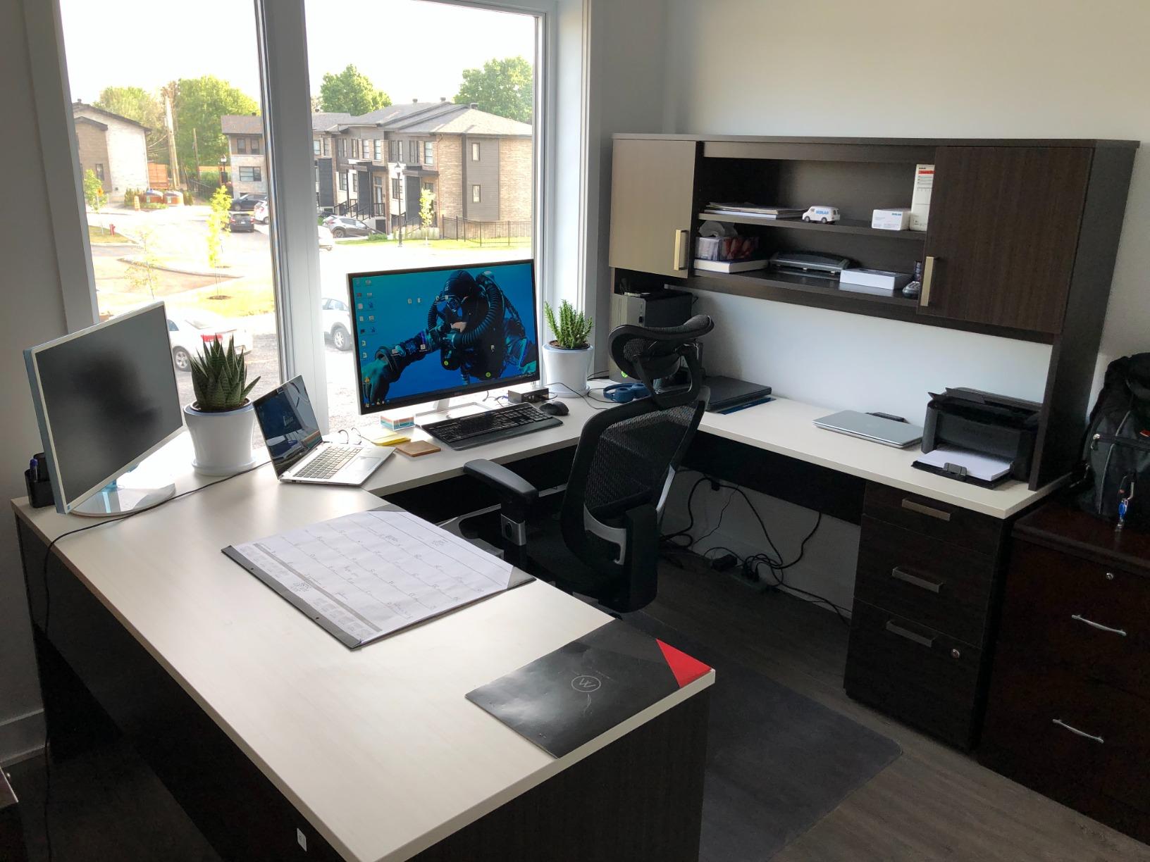Bestar Ridgeley U-Shaped Executive Desk with Pedestal and Hutch
