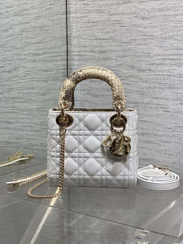 Lady Dior Bag Mini White Crystal Handle