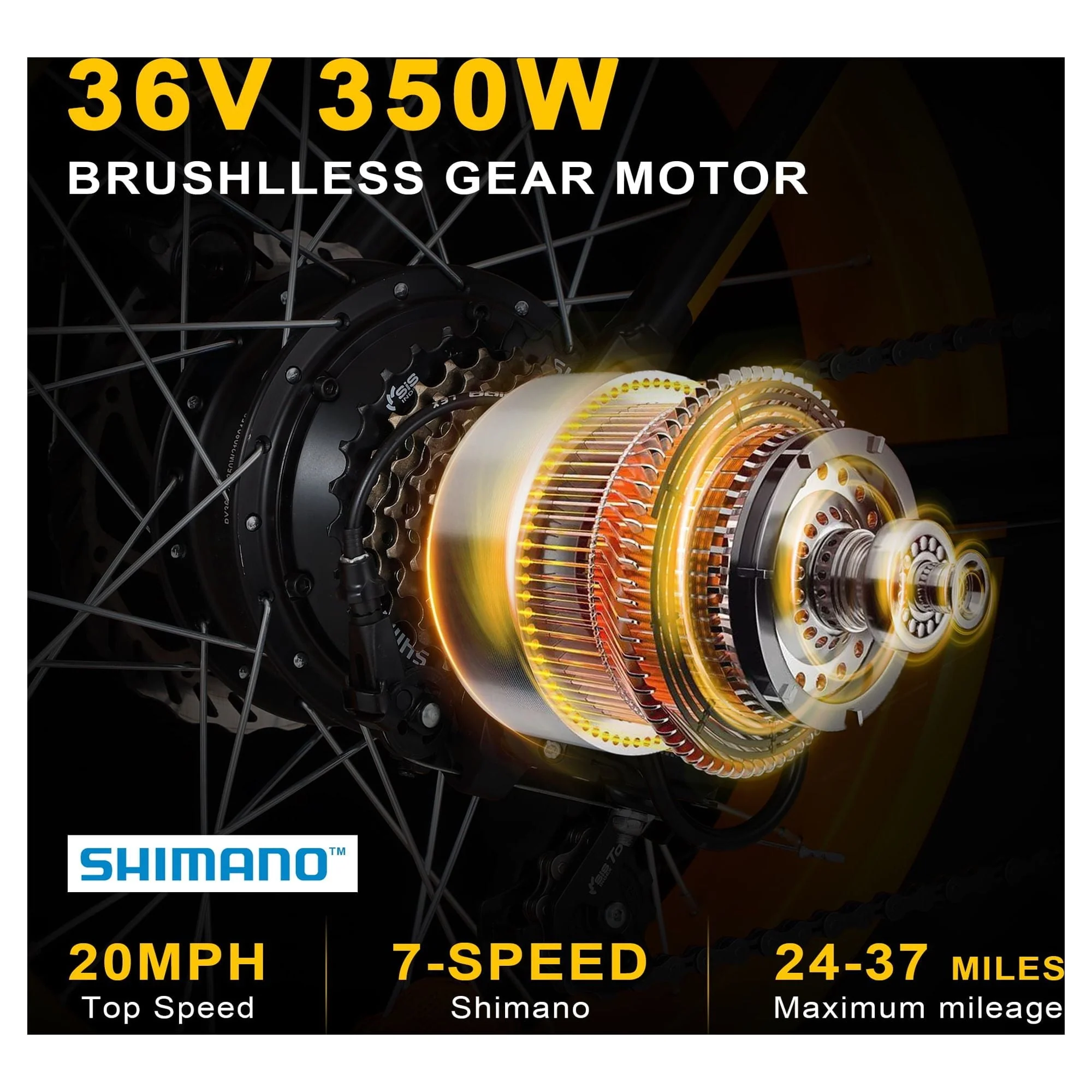 ZNH 20in Fat Tire Electric Bike, 350W, 36V 10Ah