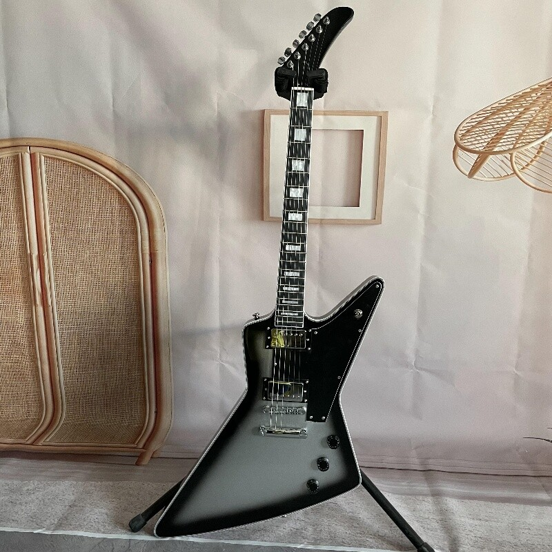 Top 6 Strings Silver Burst Explorer 70s Electric Guitar Mahogany Body HH Pickups