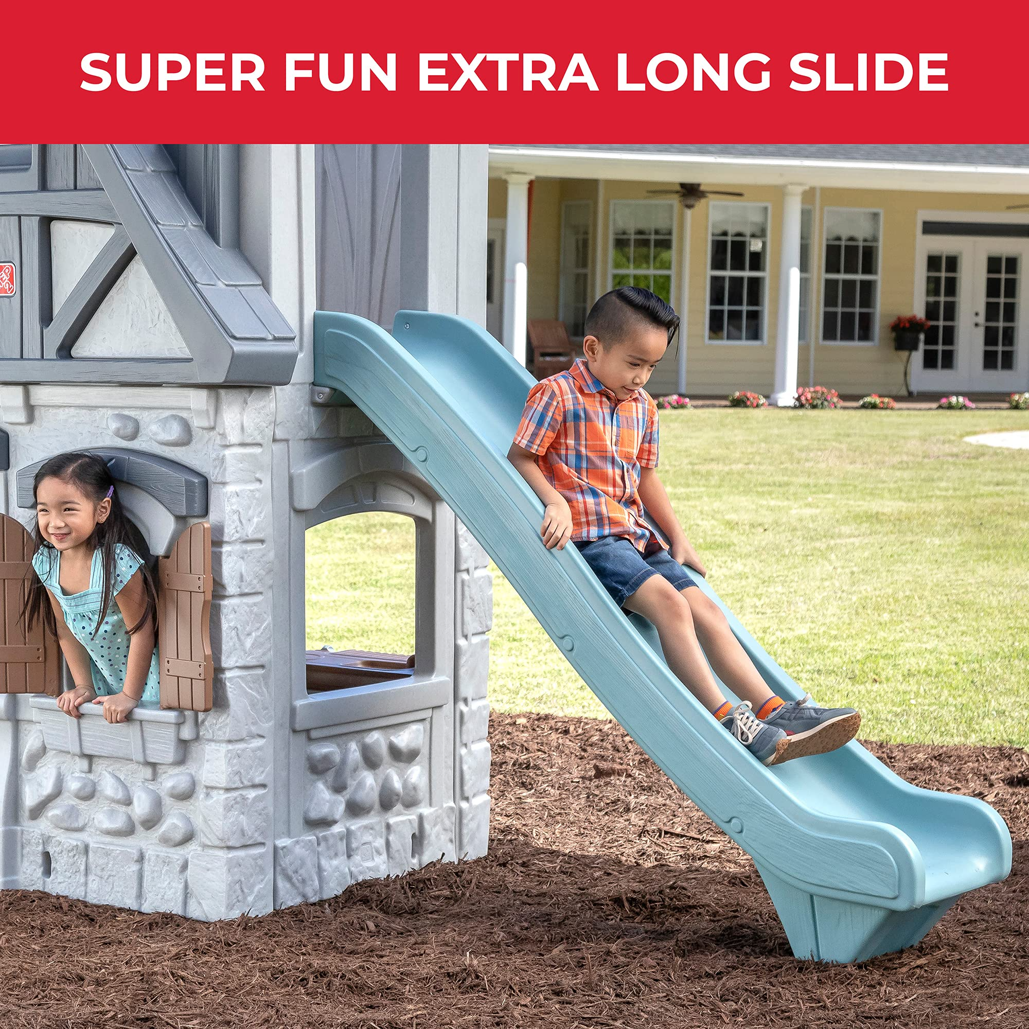Enchanting Adventures 2-Story Playhouse & Slide, Blue