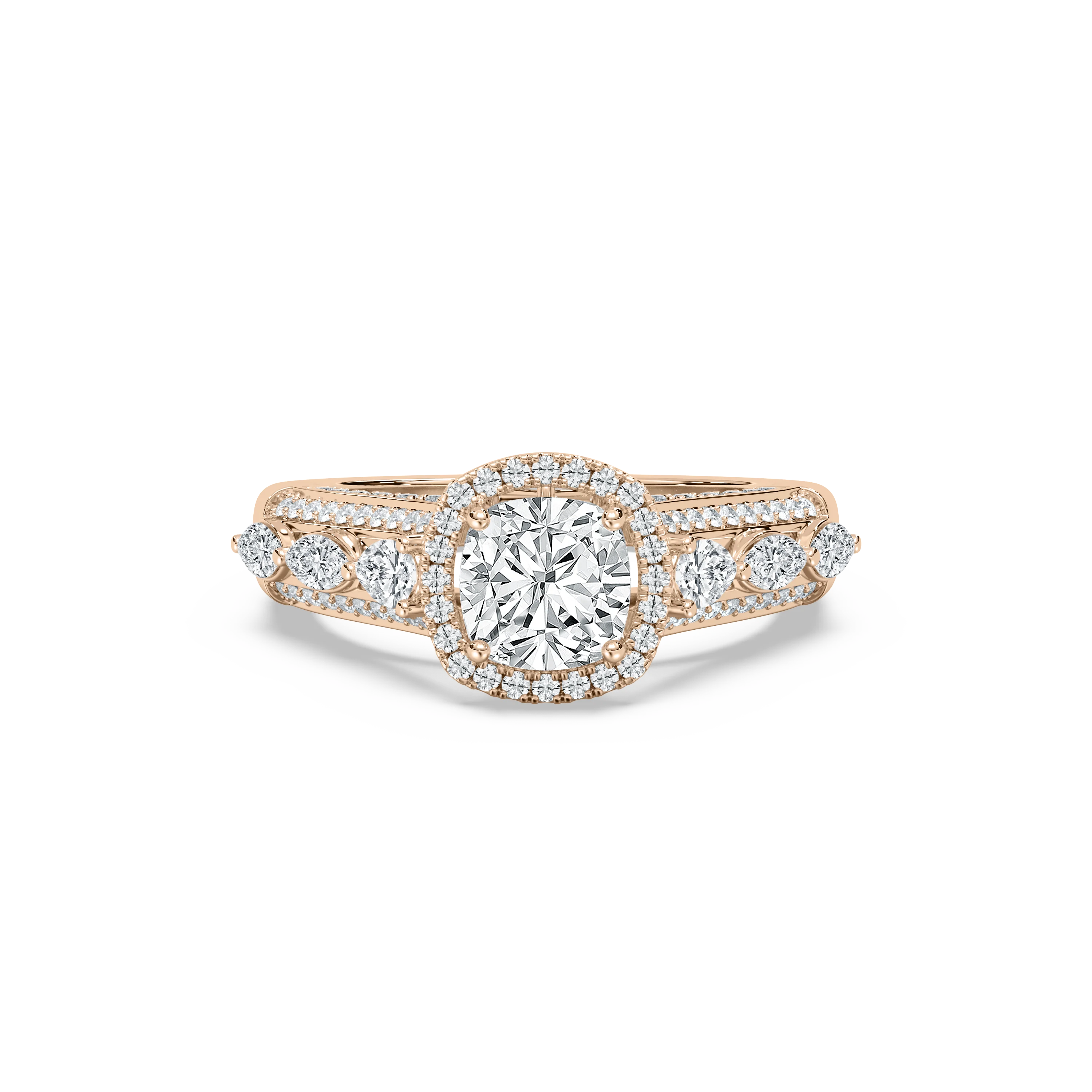 Fable 2 ³⁄₄ ctw Cushion Lab Grown Diamond Ornate Halo Engagement Ring