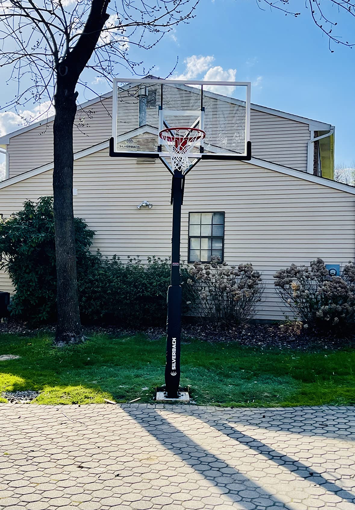 Ground Basketball Hoop with Adjustable-Height Tempered Glass