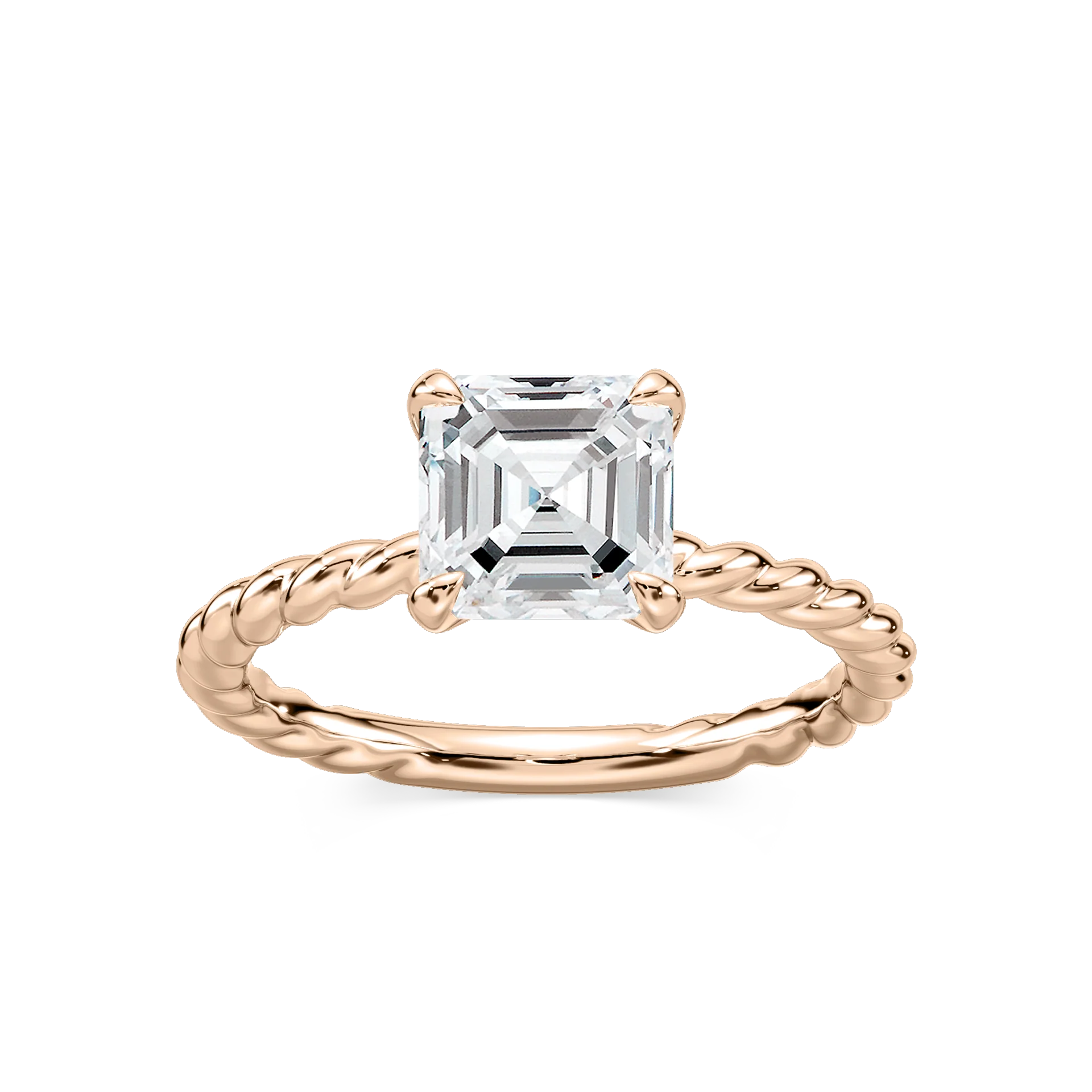 Cali Asscher Lab Grown Diamond Rope Solitaire Engagement Ring