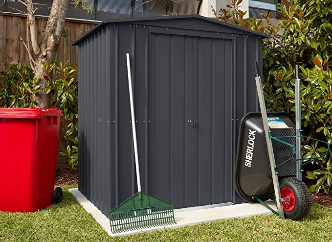 Anthracite Grey Metal Apex Roof Shed 6 x 5