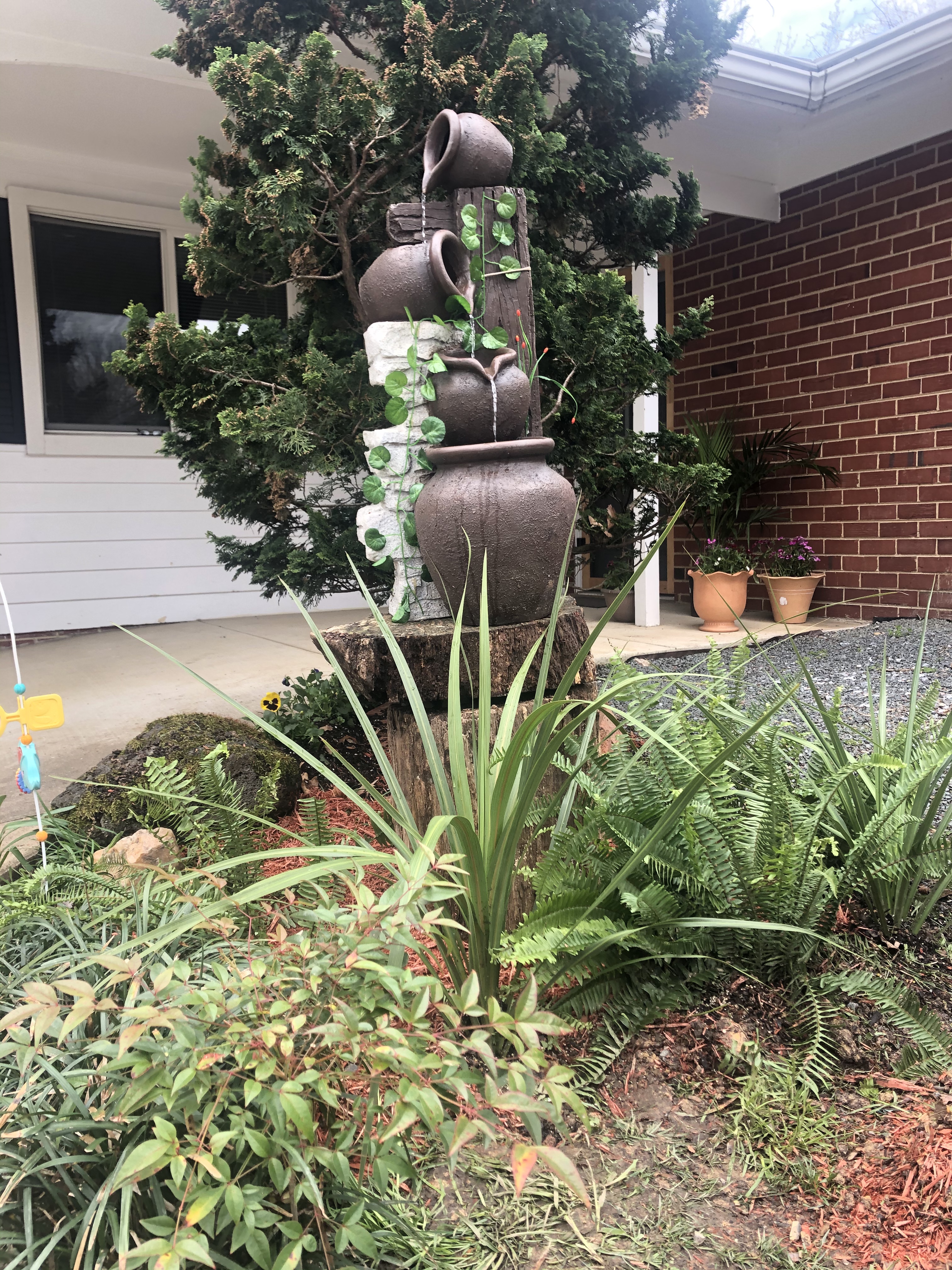 Cascading Rustic Floor Three Jugs Fountain