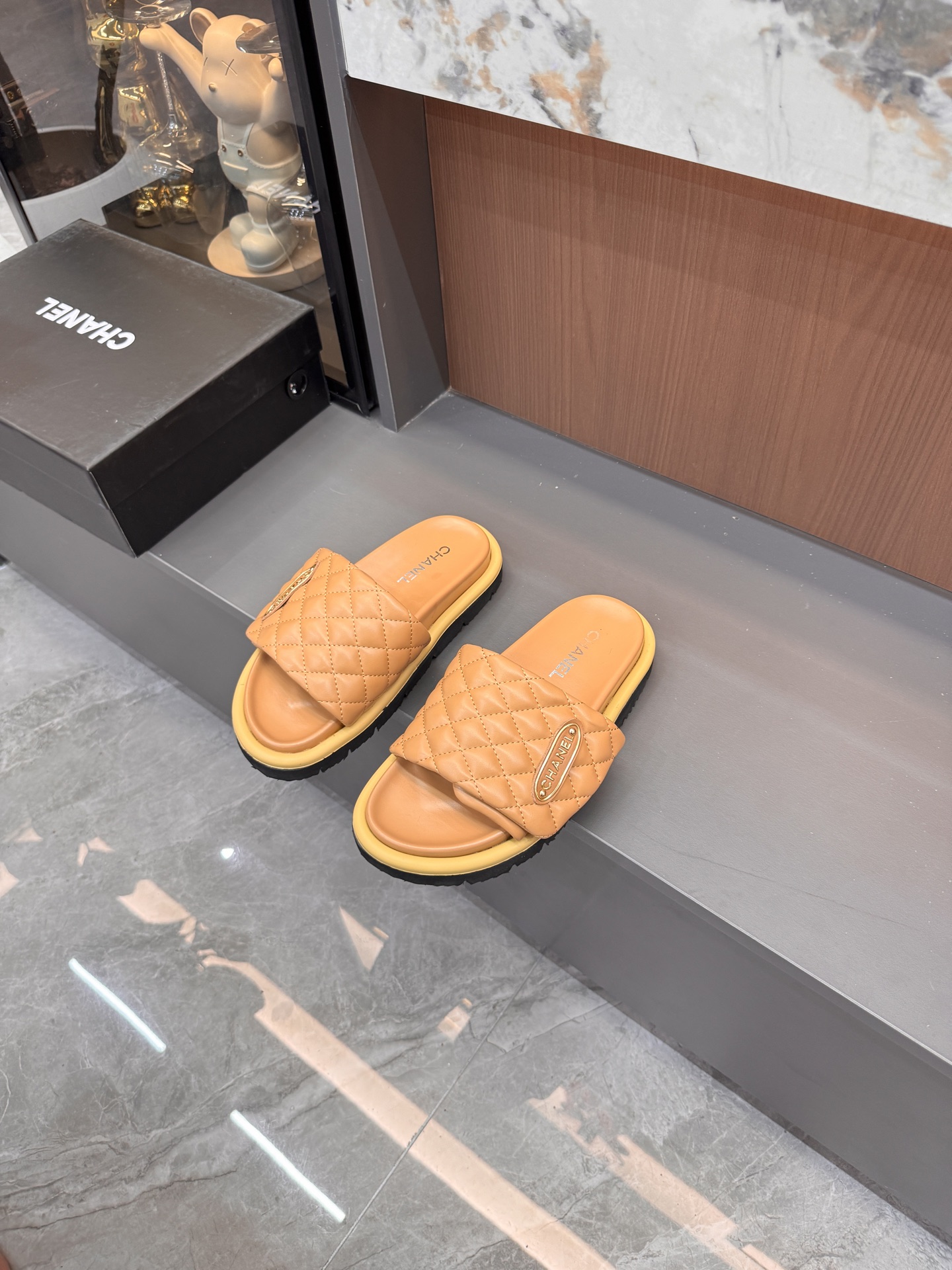 Chanel Platform Slide Sandals - Yellow & Orange