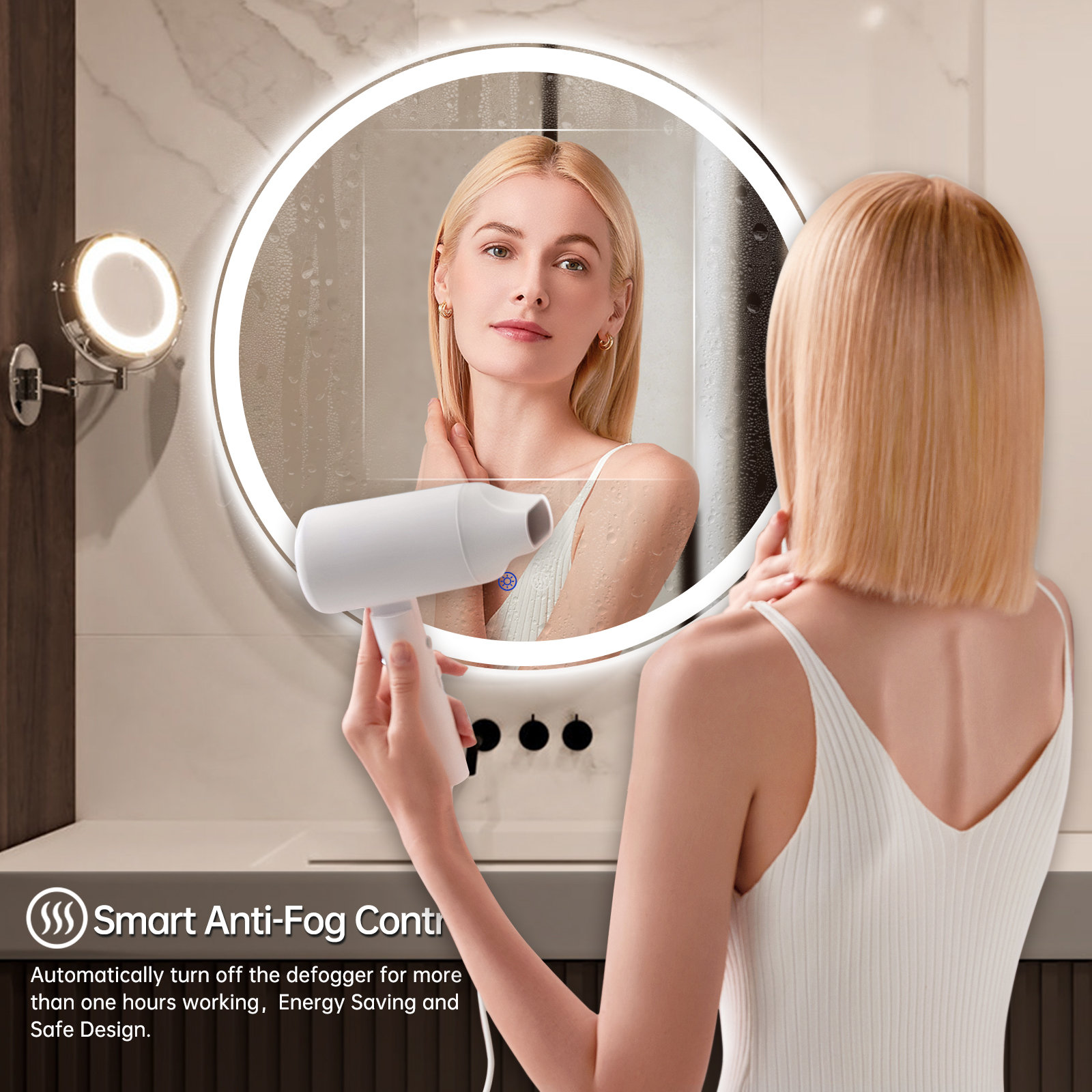 Modern & Contemporary Lighted Fog Free Round Bathroom / Vanity