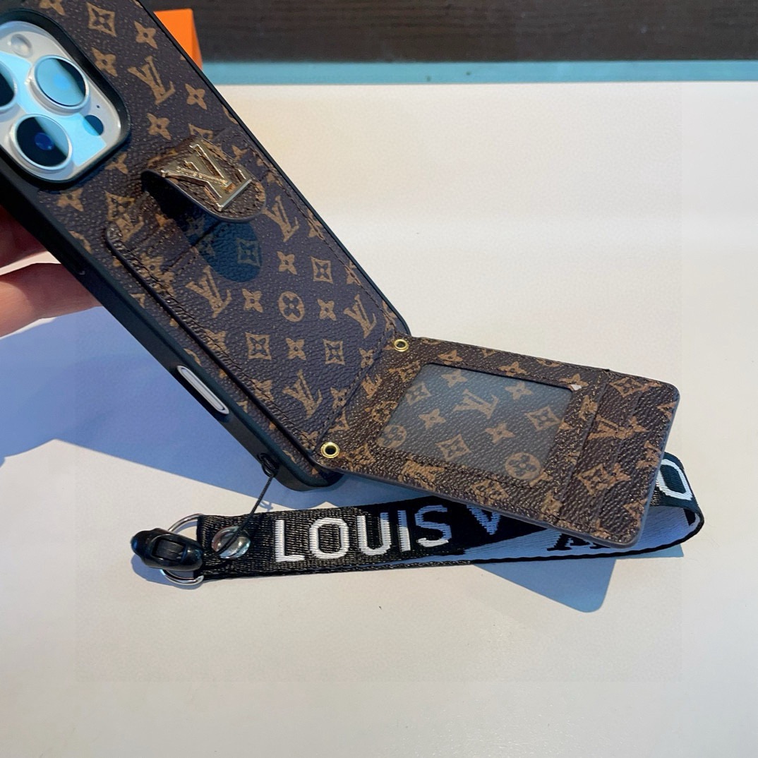 LV Classic Monogram Full Coverage Case - Top & Bottom Card Slots + Lanyard