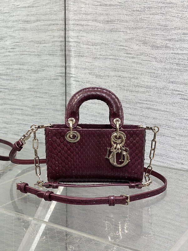 Lady D-Joy Bag Small Burgundy Python