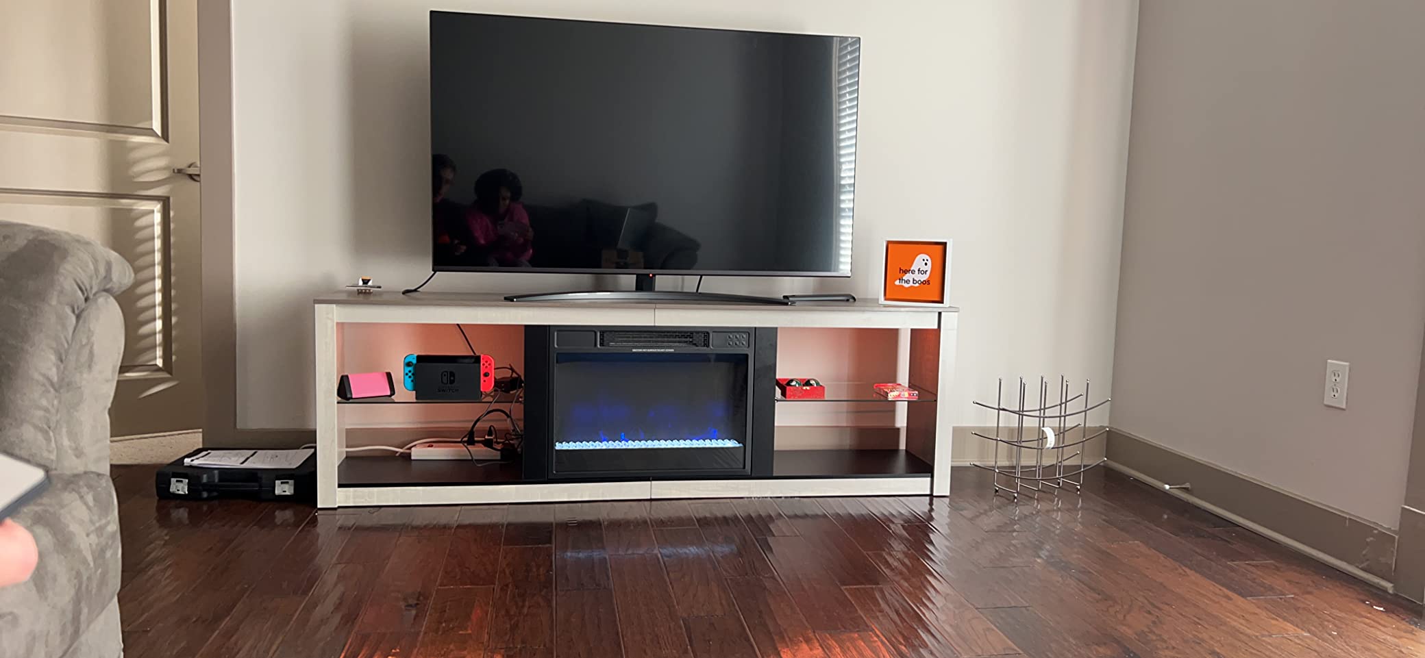 Fireplace TV Stand for 75 inch TV with 23 inch Electric Fireplace