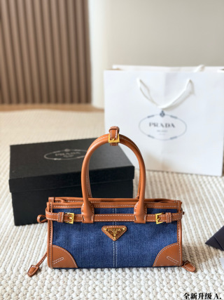 Prada Mini Bonnie Denim and Leather Handbag