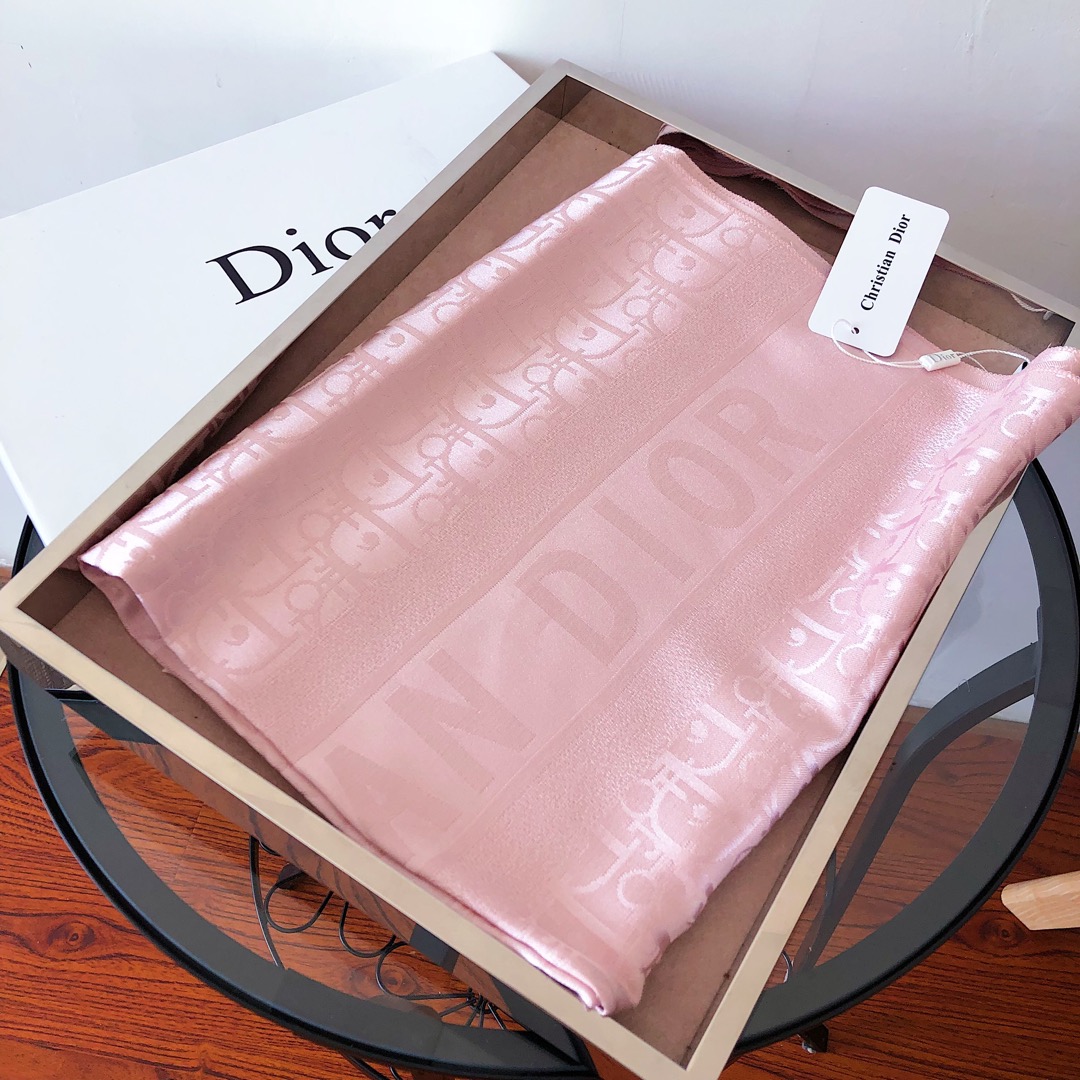 Dior Logo Jacquard Scarf Pink and Ivory product images