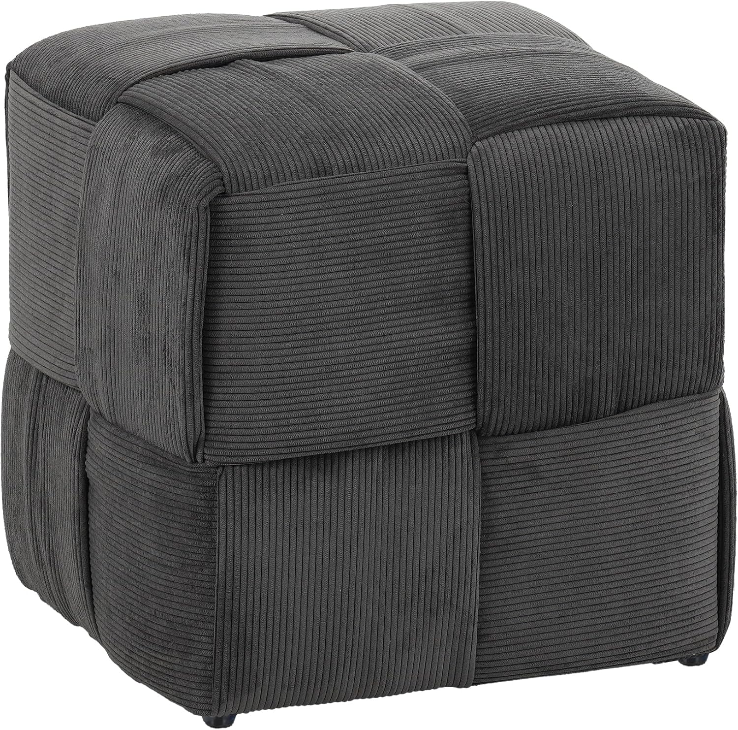 QIHAI Ottoman Foot Rest Soft and Comfortable Ottoman,Square Corduroy Woven Design Sofa Stool (Grey)