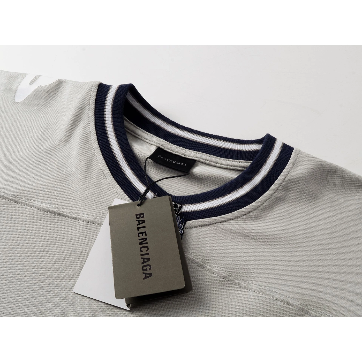 Balenciaga 3B Silhouette Ribbed V-neck Printed T-shirt Black/Dark Blue/Gray