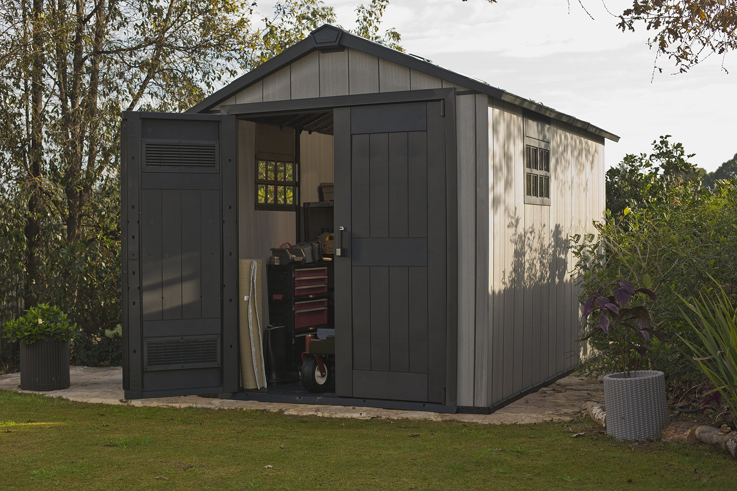 Oakland Plastic Garden Storage Shed, Grey