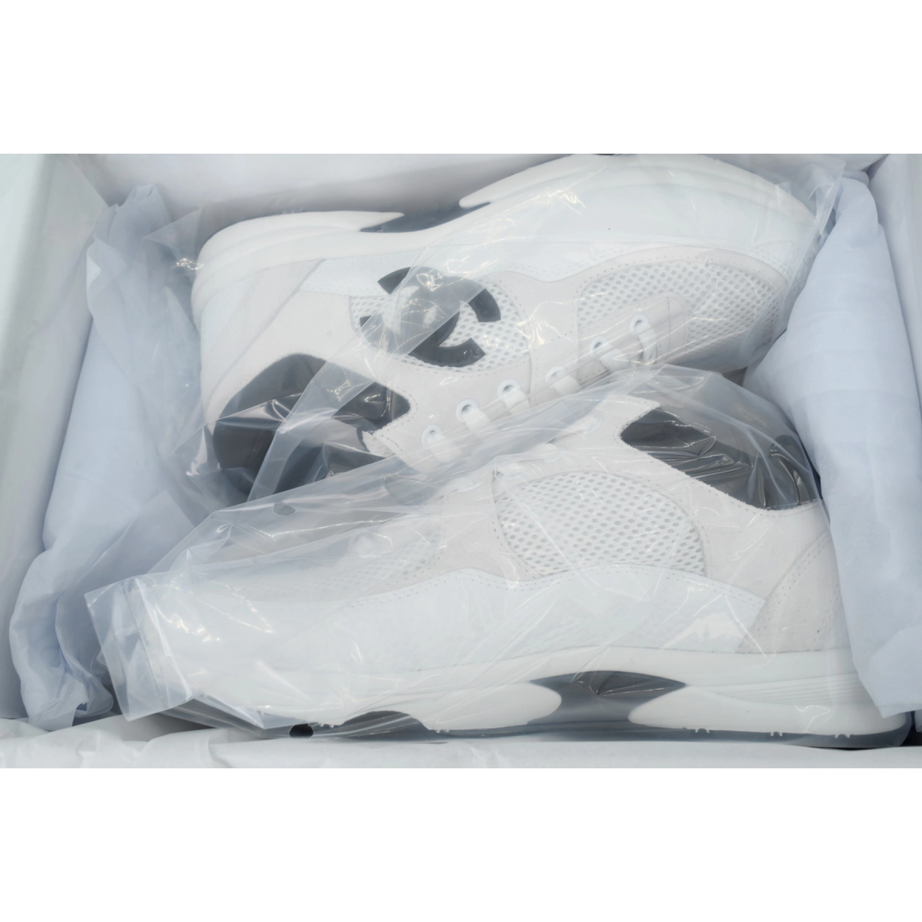 Chanel CC Tweed Holographic Sneakers