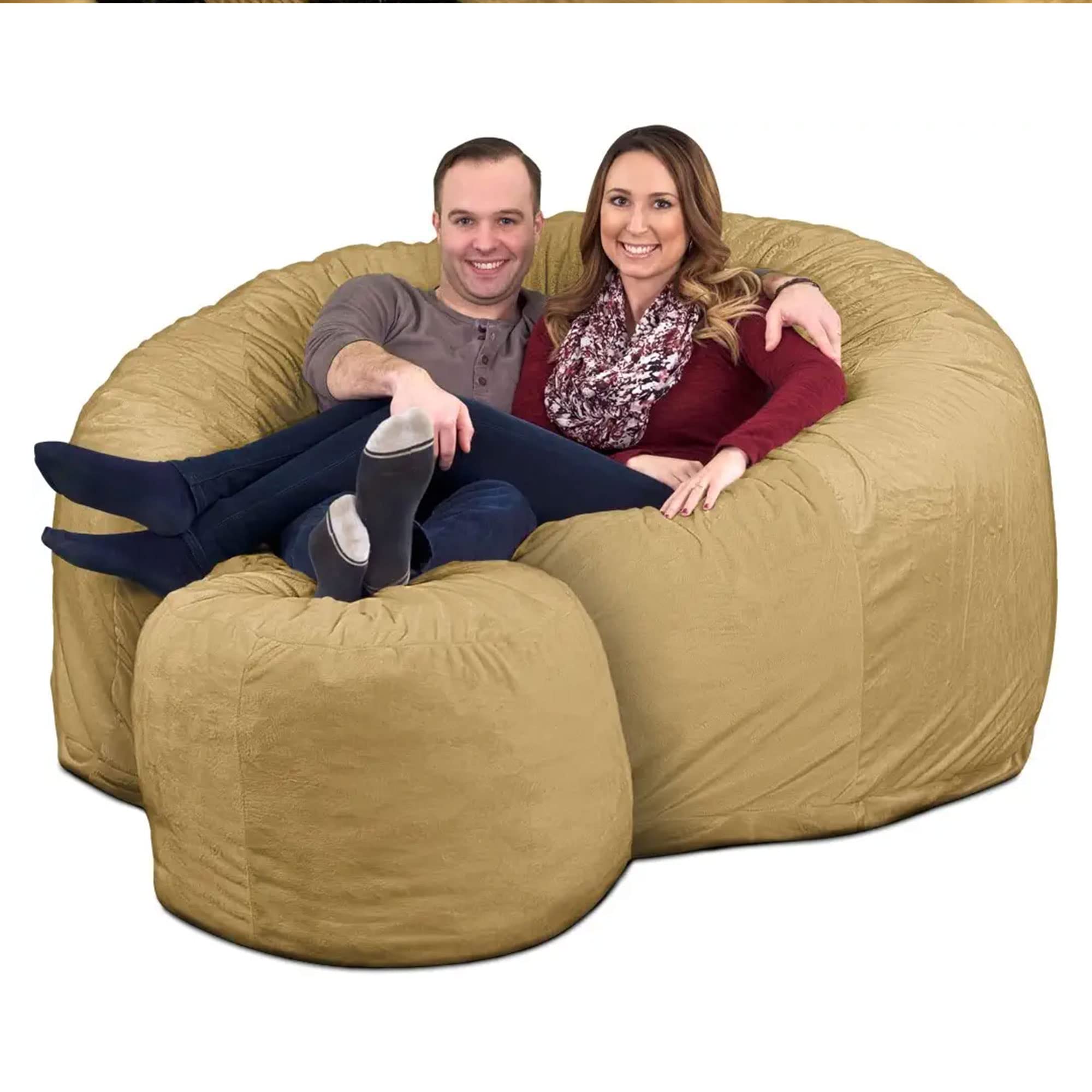 6000 Bean Bag Chair withFootstool: Giant Foam-Filled Furniture