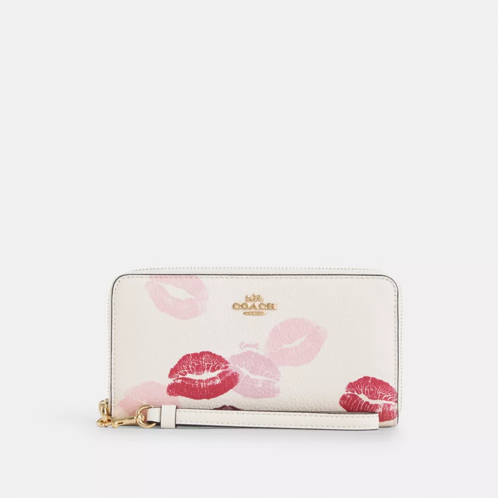 Long Zip Around Wallet With Lips Print