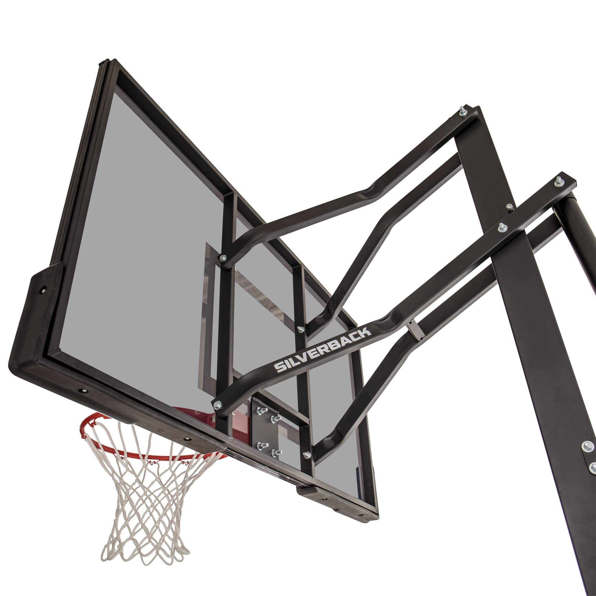 Ground Basketball Hoop with Adjustable-Height Tempered Glass