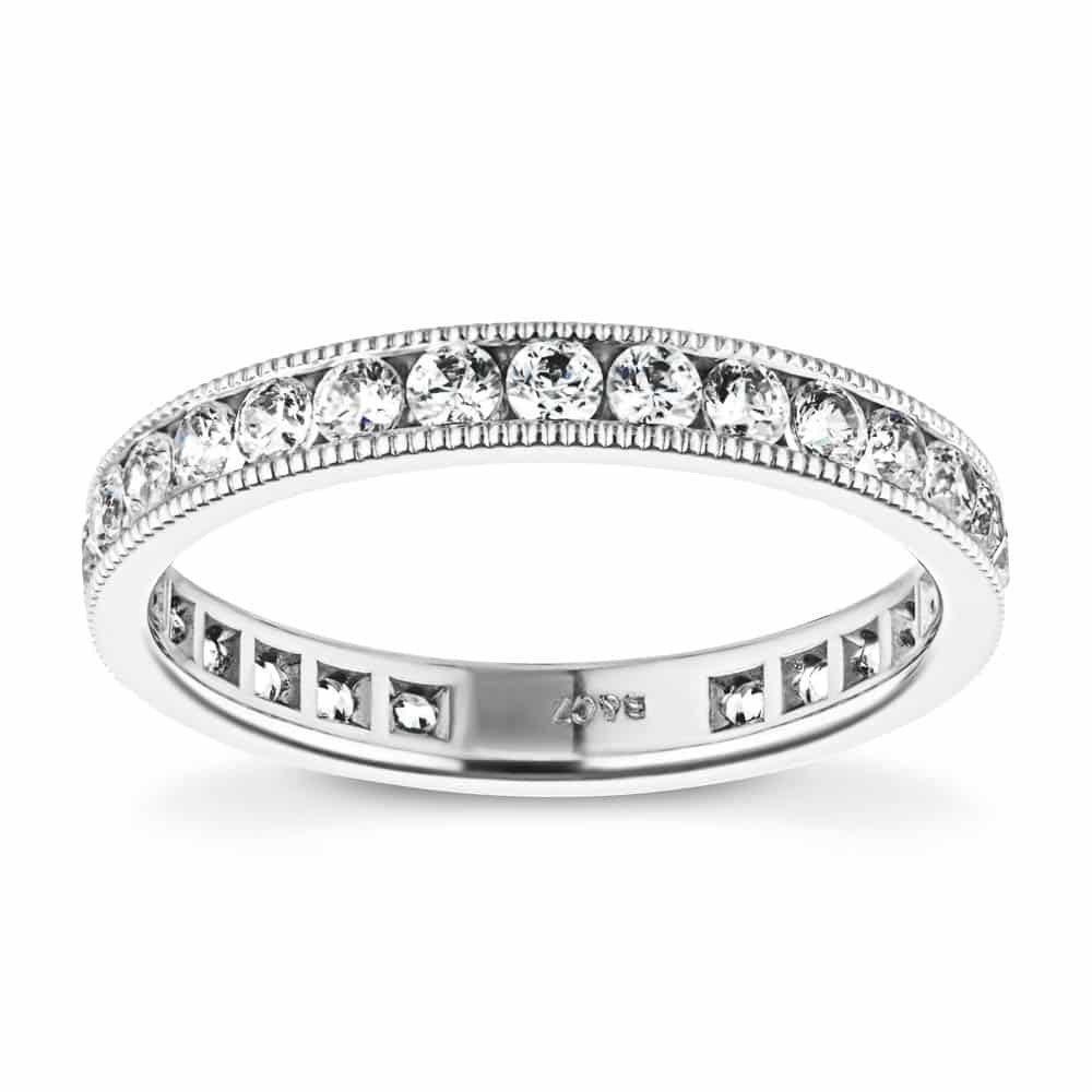 Drew 1 ctw Round Lab Grown Diamond Milgrain Three Quarter Eternity Band