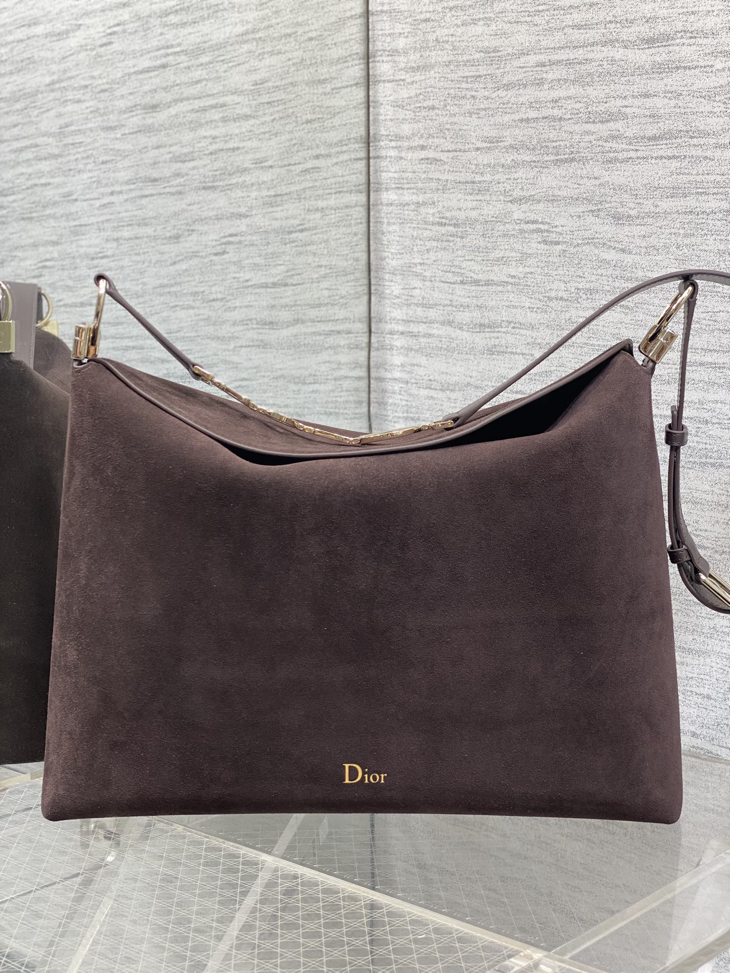 Dior Hobo Bag Medium Taupe And Ivory Suede