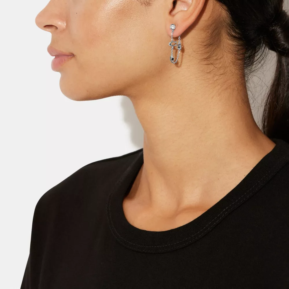 COAthtCH Signature Crystal Chain Earrings