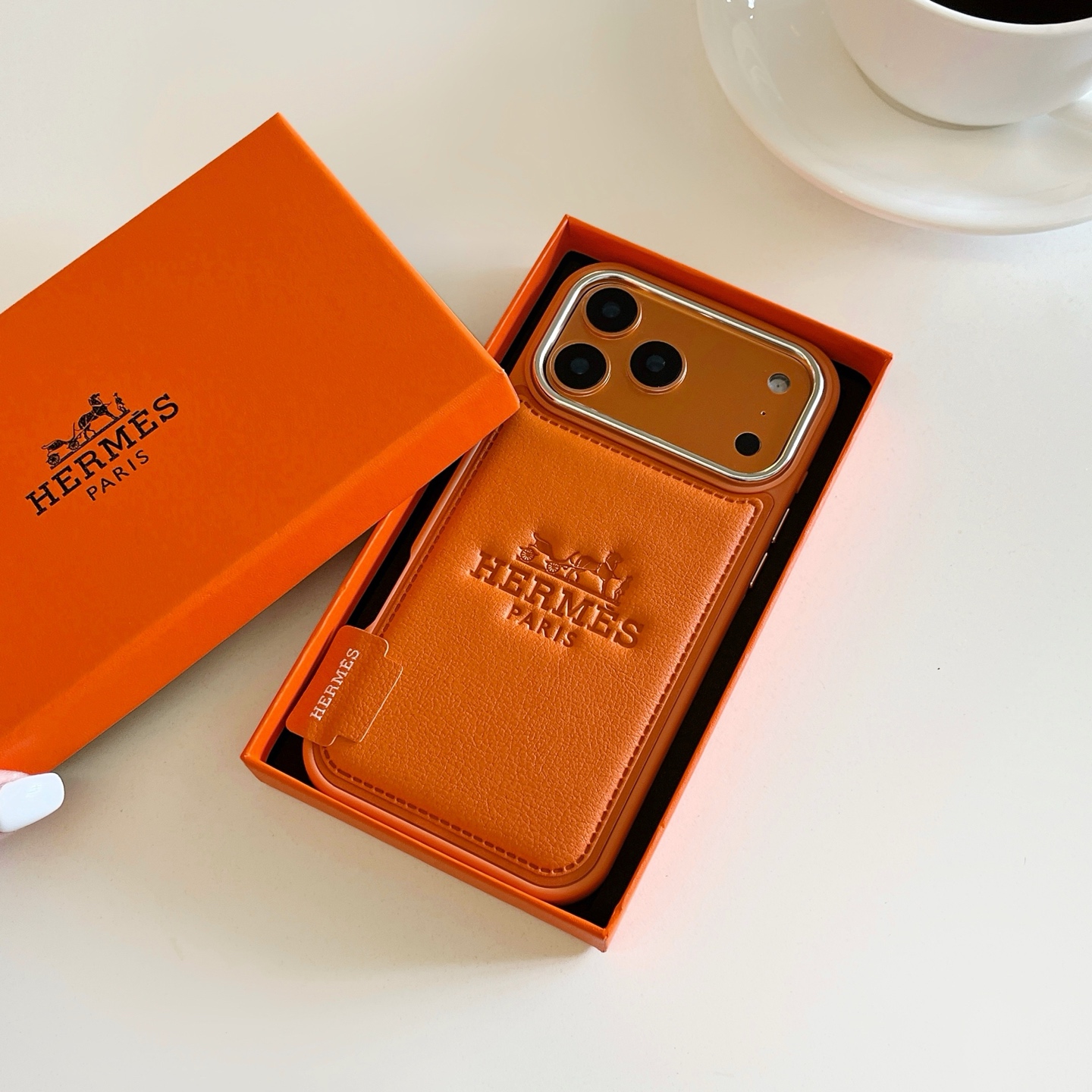 Hermès Paris Embossed Leather Card Slot Luxury Phone Case