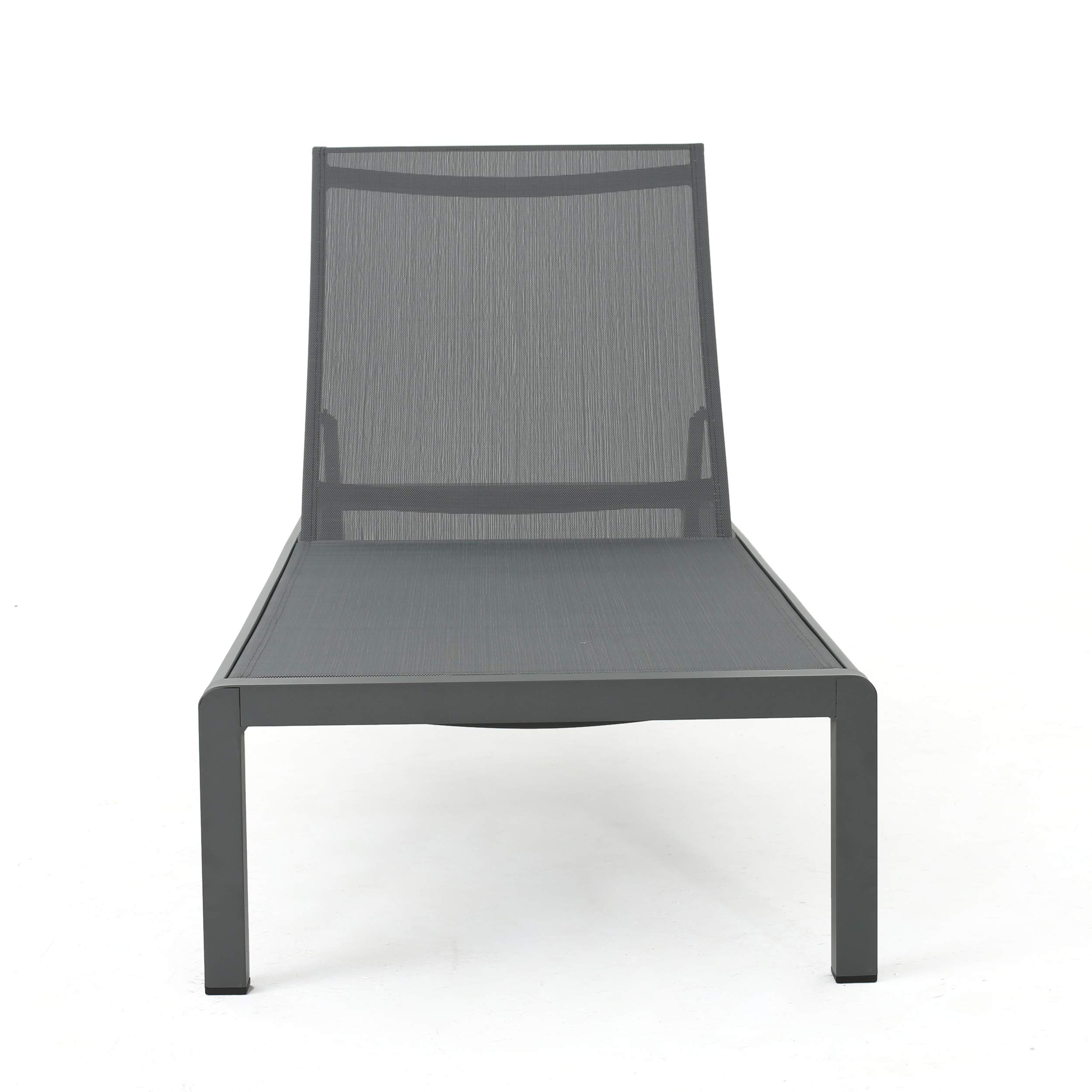 Coral Bay Aluminum Chaise Lounges with Mesh Seat, Grey Dark Grey