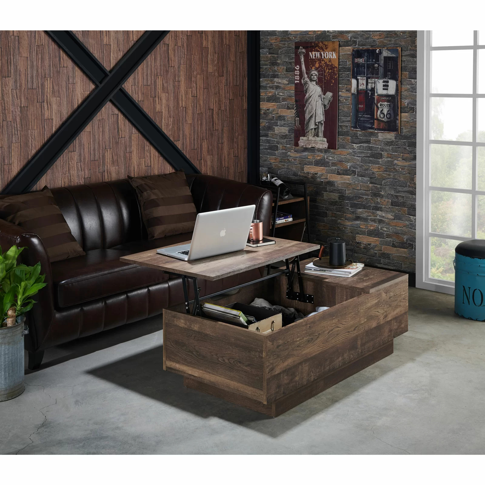 Kianna Lift Top Block Coffee Table with Storage