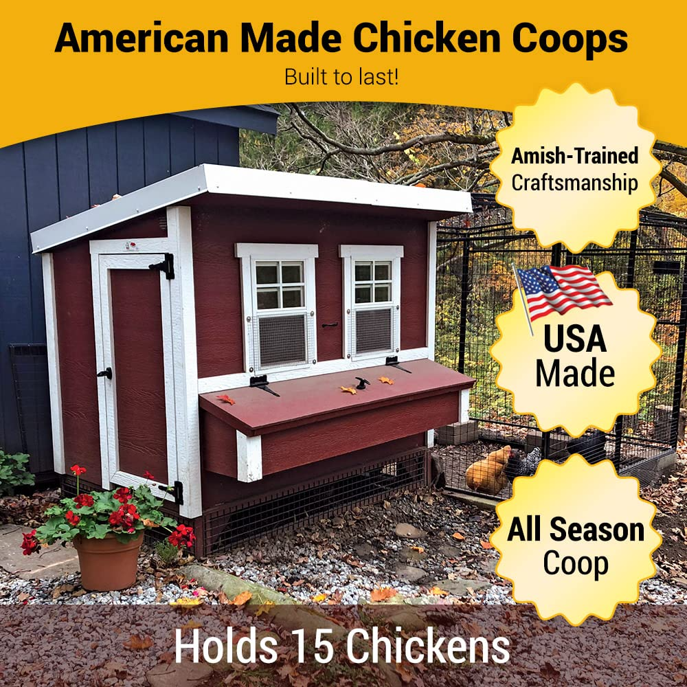 Large Chicken Coop for Up to 15 Chickens - Nesting Box - Large