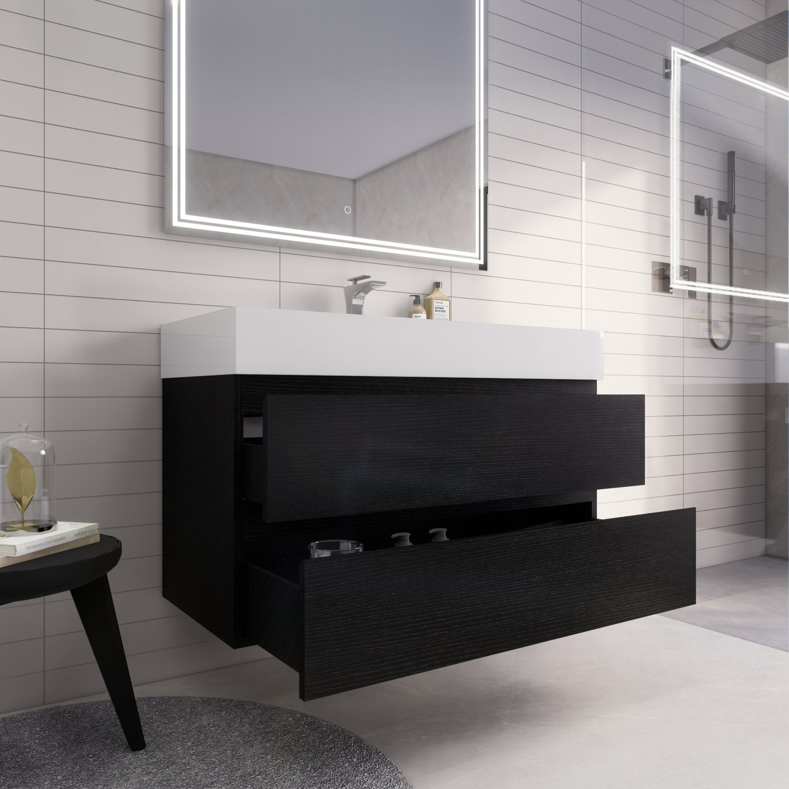 Newbold 42'' Wall-Mounted Single Bathroom Vanity Set