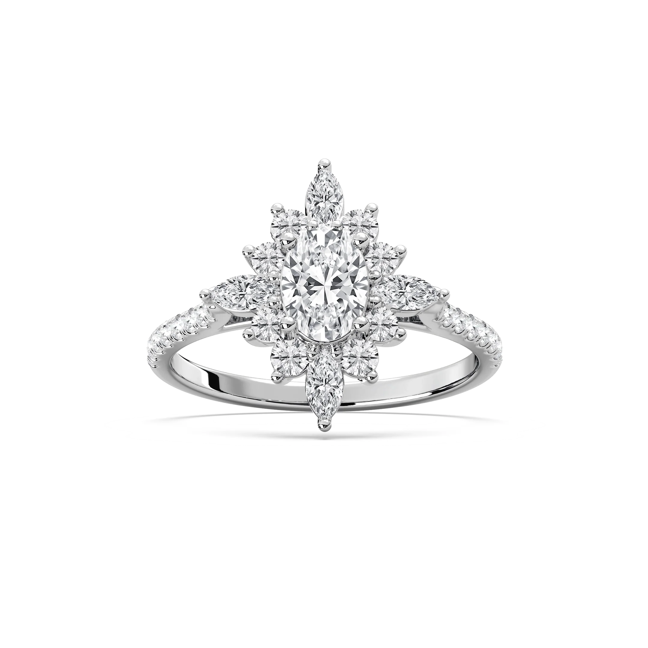 Lillith 1 ¹⁄₄ ctw Oval Lab Grown Diamond Ornate Halo Promise Ring
