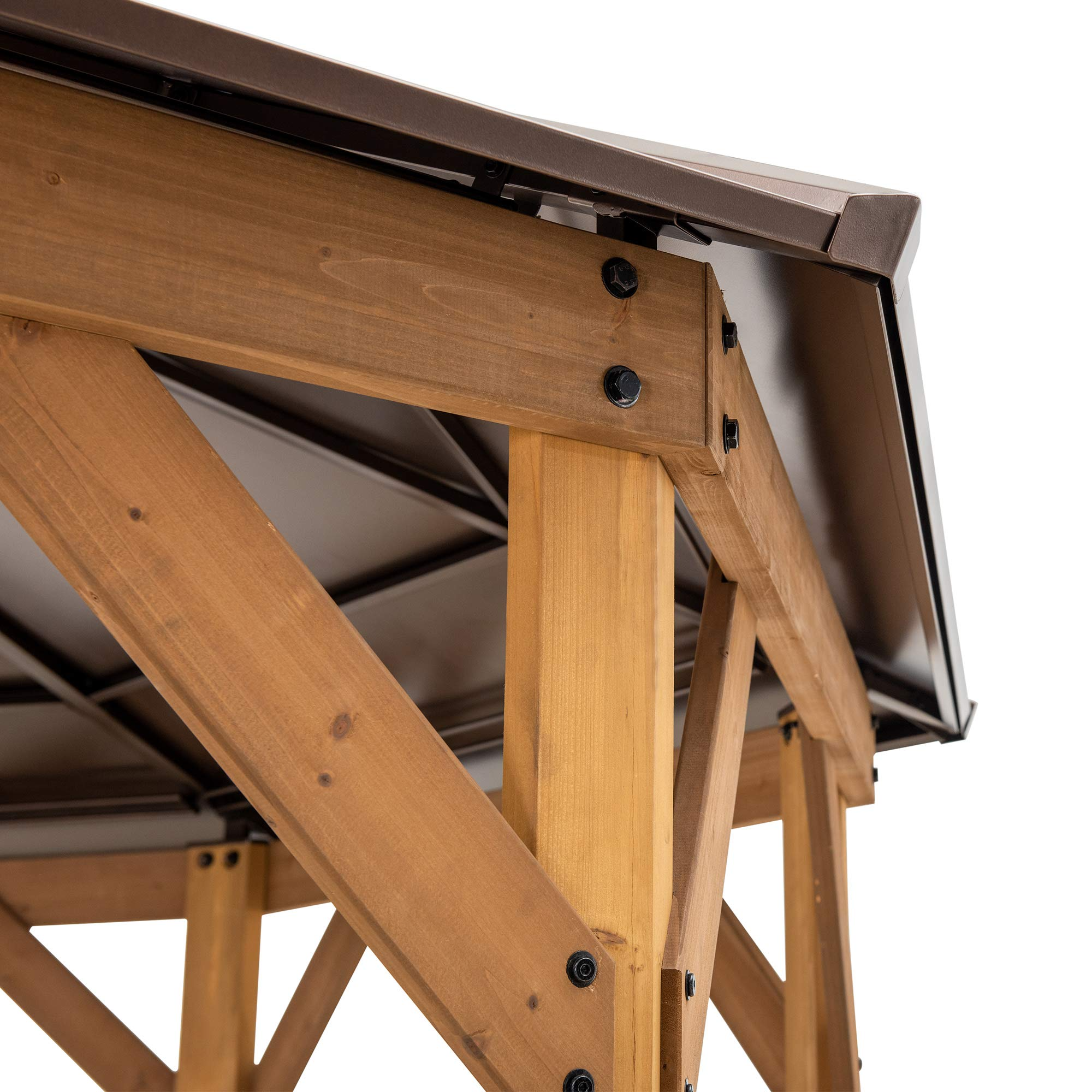 Cedar Framed Octagon Wood Gazebo with Brown Double Tiered Steel