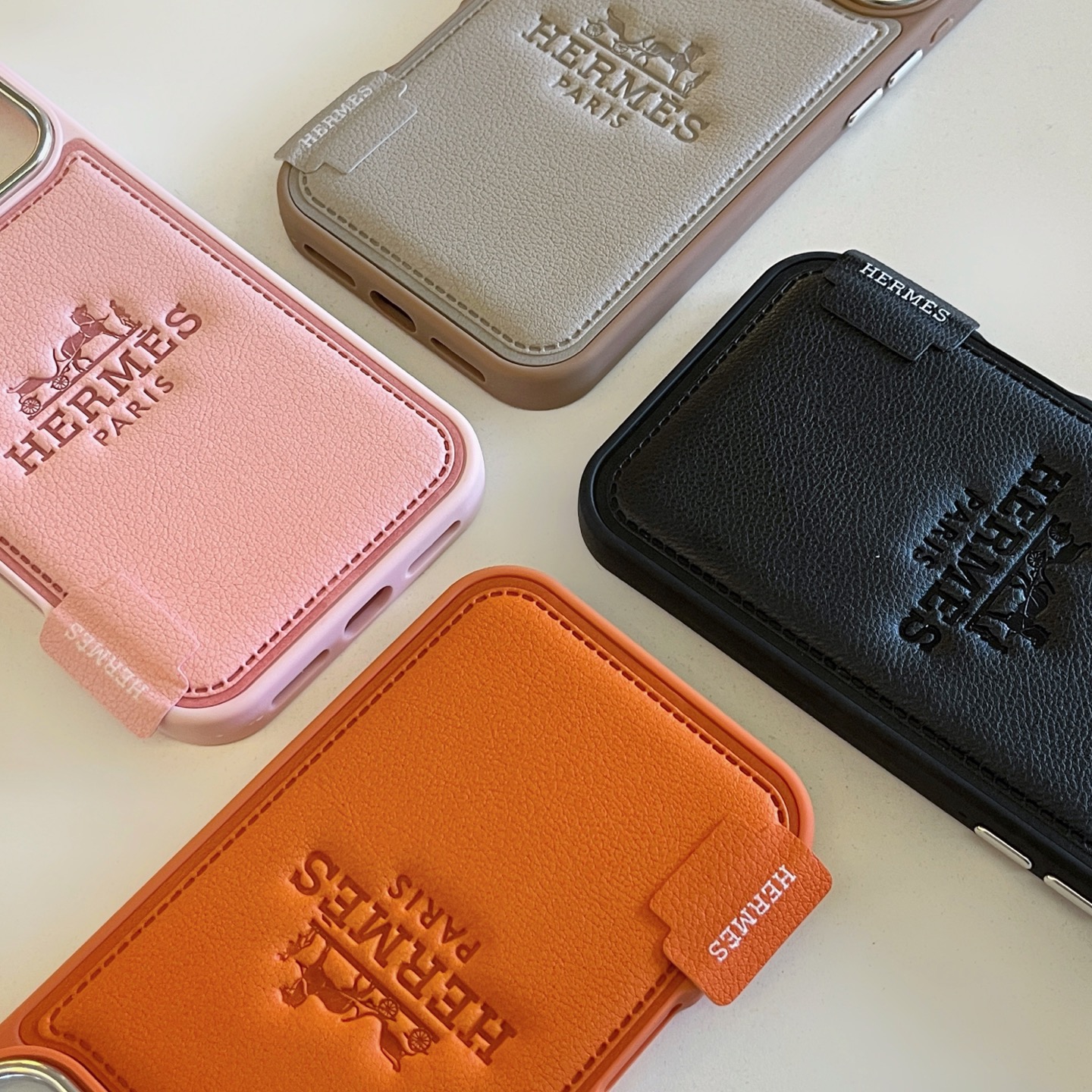 Hermès Paris Embossed Leather Card Slot Luxury Phone Case