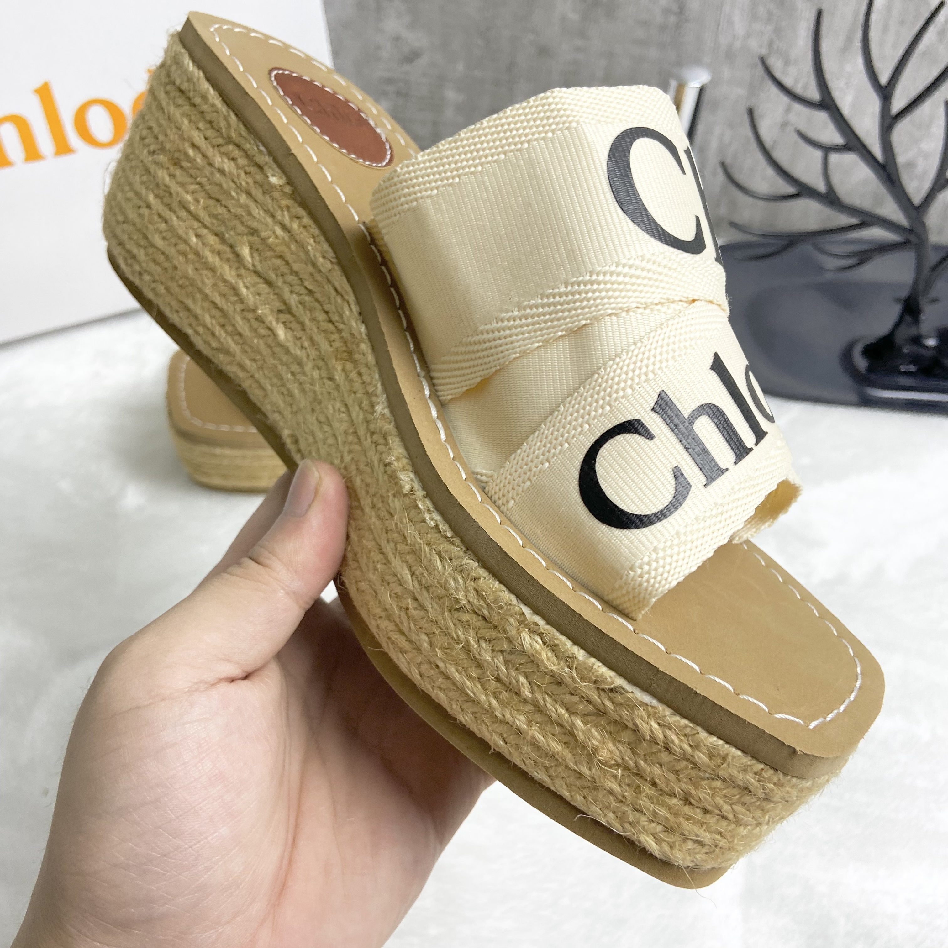 Chloe Logo Espadrille Wedge Sandals