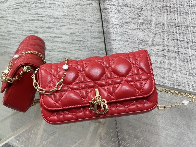 Dior Caro Shoulder Bag Cherry Red