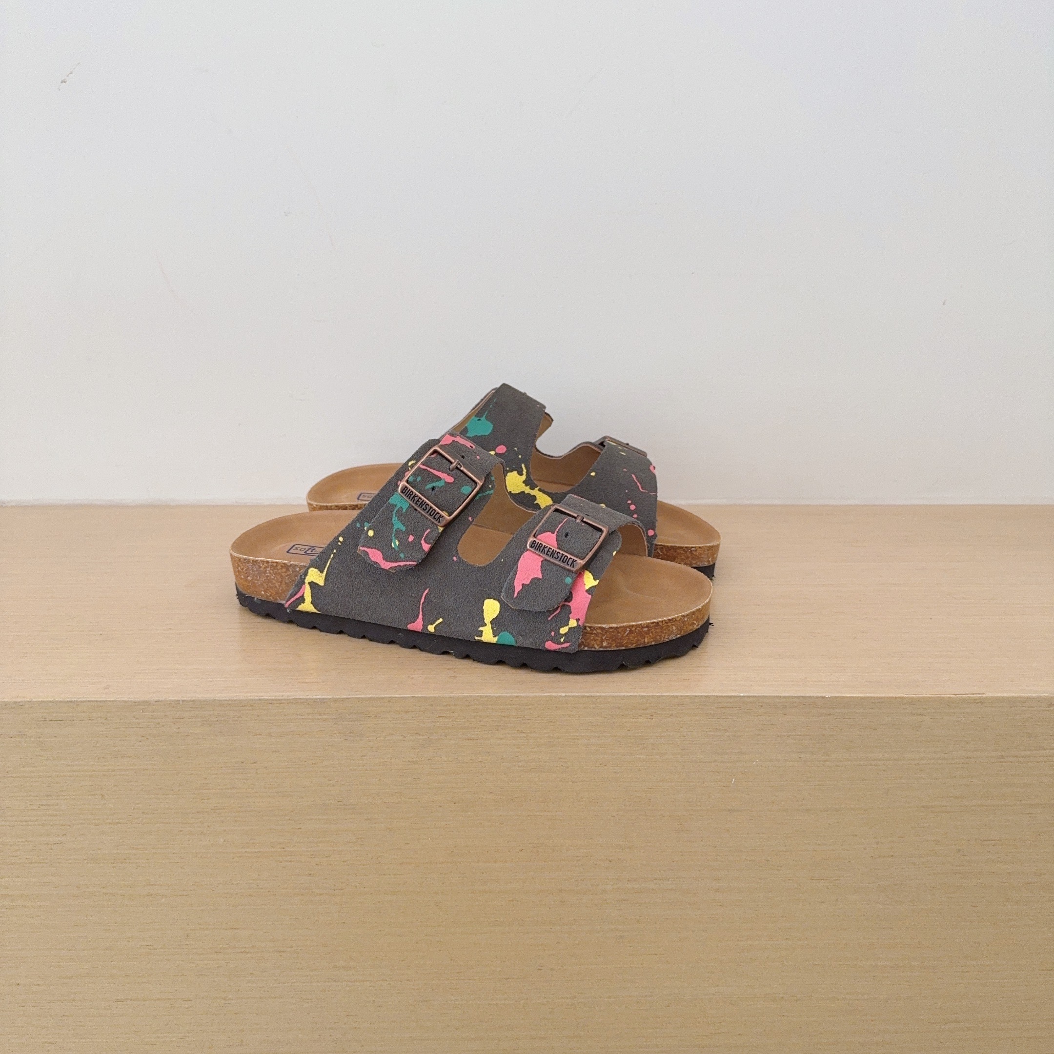 Splatter Graffiti Birken-Style Two-Strap Sandals