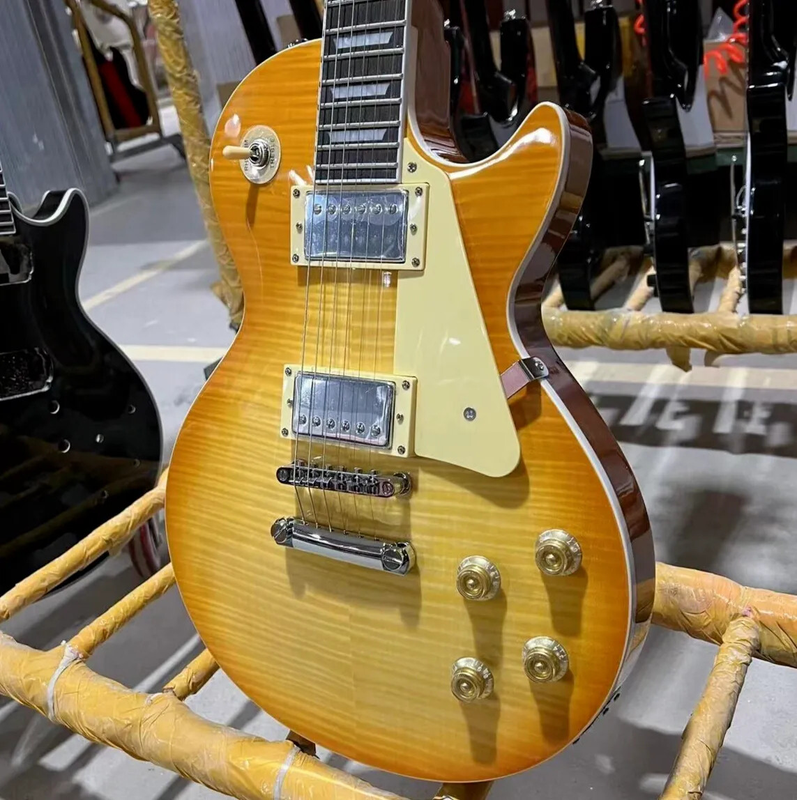 Lp Electric Guitar Flame Maple Top Mahogany Body Rosewood Fretboard