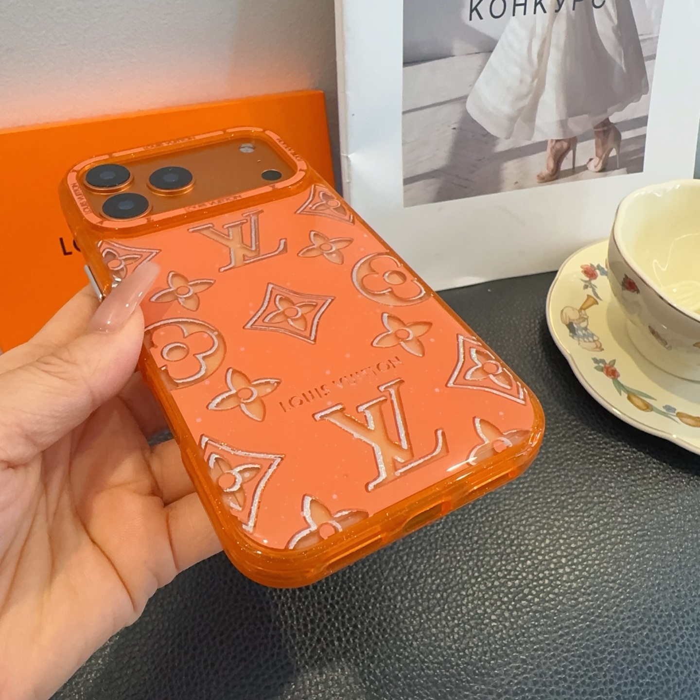 Louis Vuitton Transparent Glitter Monogram Electroplated Luxury Shockproof Phone Case